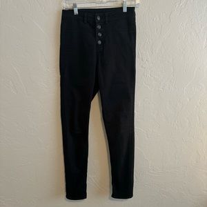 Womens HM Divided Black Jeans Skinny Button Closure Stretch Size